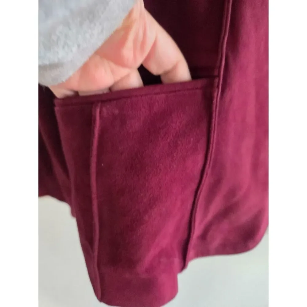 NWT Jones New York Burgunday 100% Suede Band Collar Blazer Jacket size XL